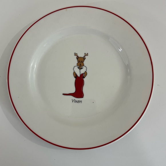 Santa’s Reindeer Vixen Desert Salad Plate 8.25” - Picture 1 of 3